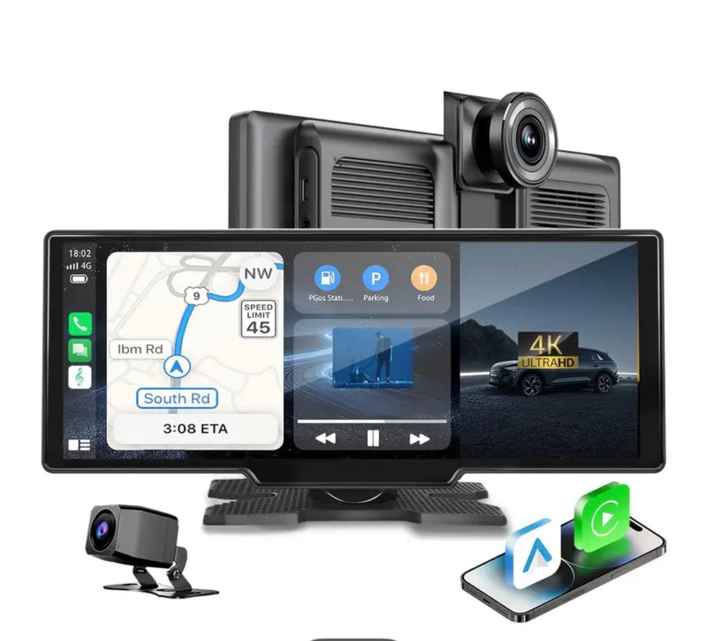 CarPlay screen, 10.26-inch screen size, 4K front camera, Full HD rear camera, with power cable and fuse box. Price 30 including installation.