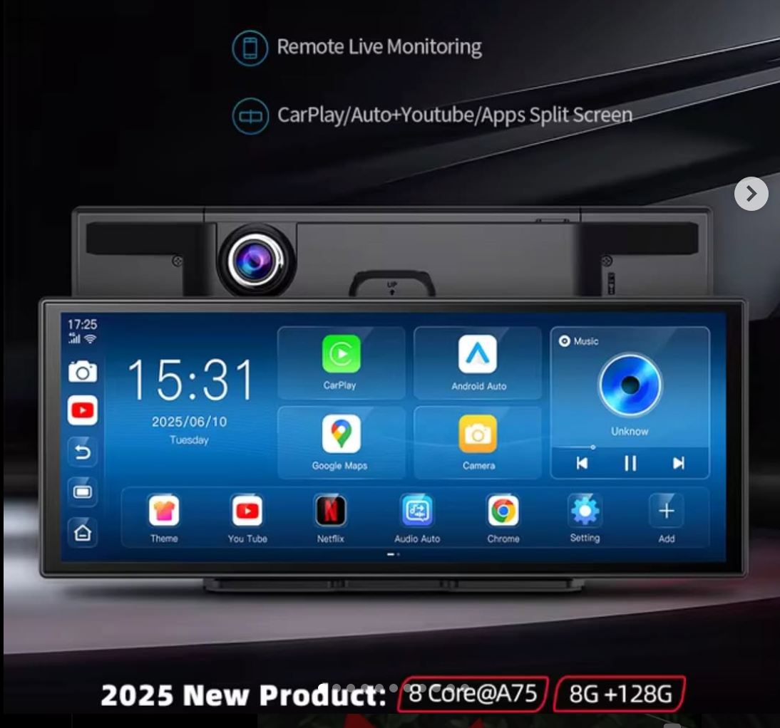 Android screen, size 11.4, with a dash cam, front and rear camera, among the features of