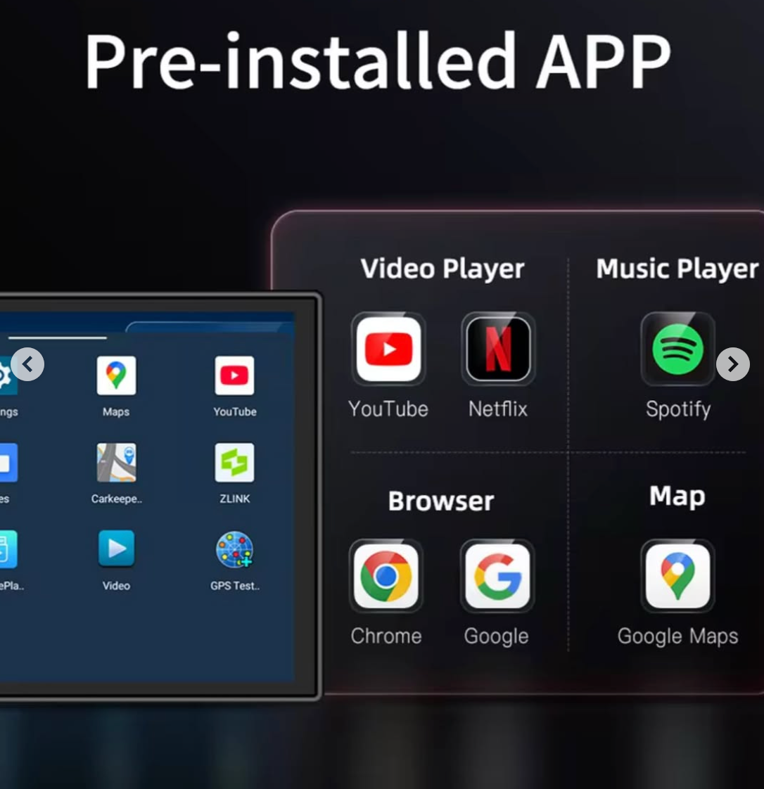 Android screen, size 11.4, with a dash cam, front and rear camera, among the features of