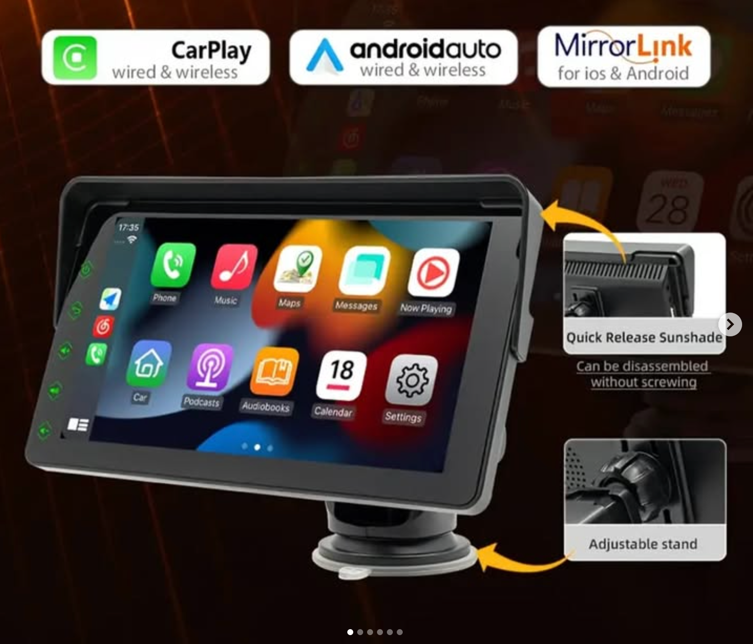 7-inch CarPlay screen with rear camera