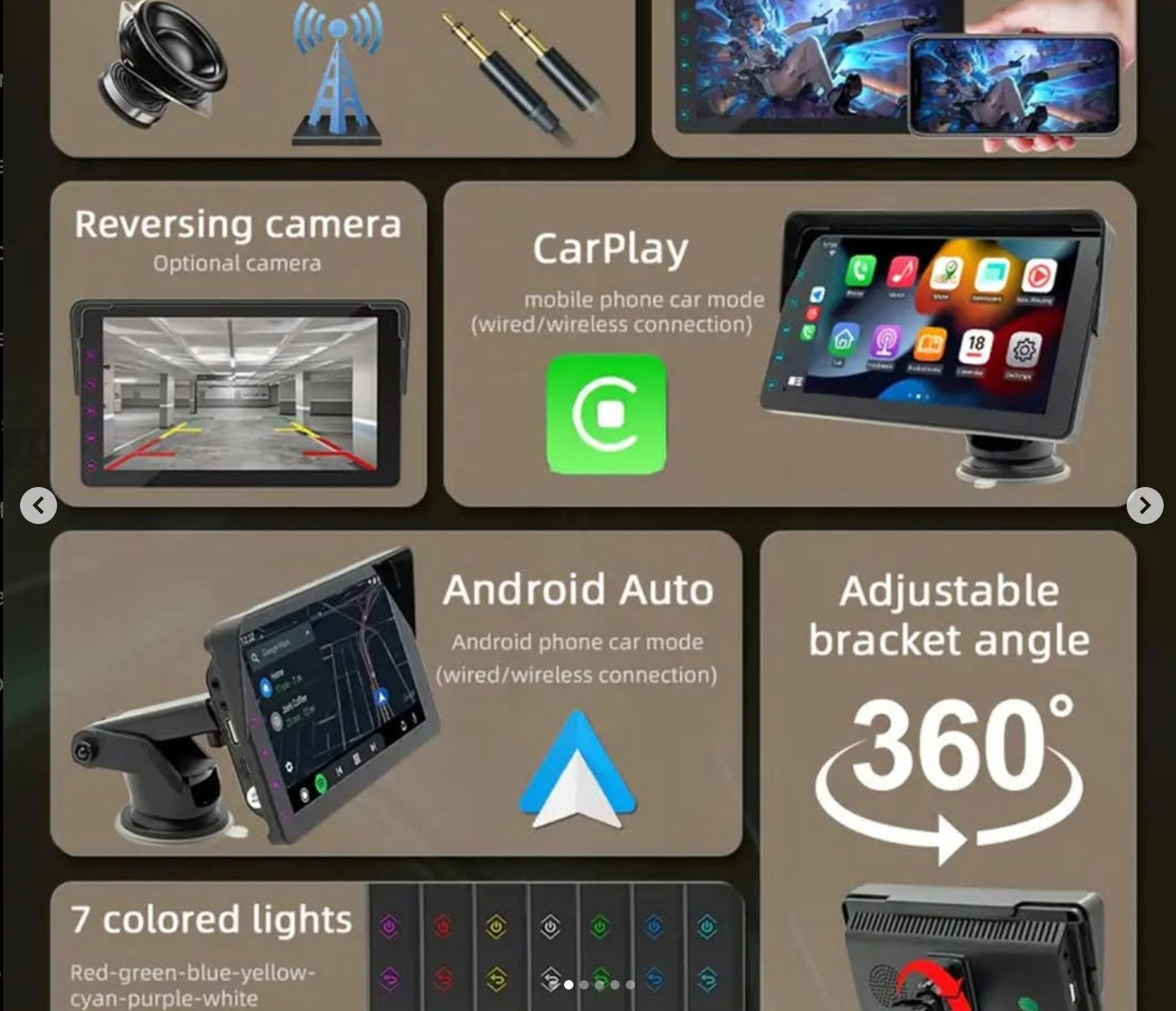 7-inch CarPlay screen with rear camera