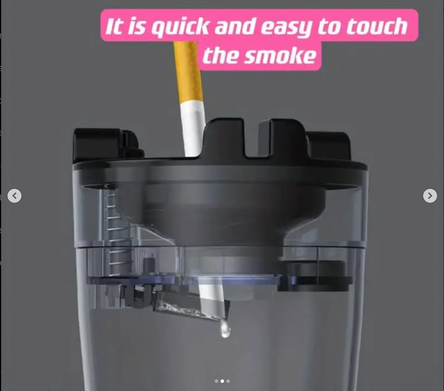 Cigarette ashtray with water tank, extinguish cigarettes quickly and easily