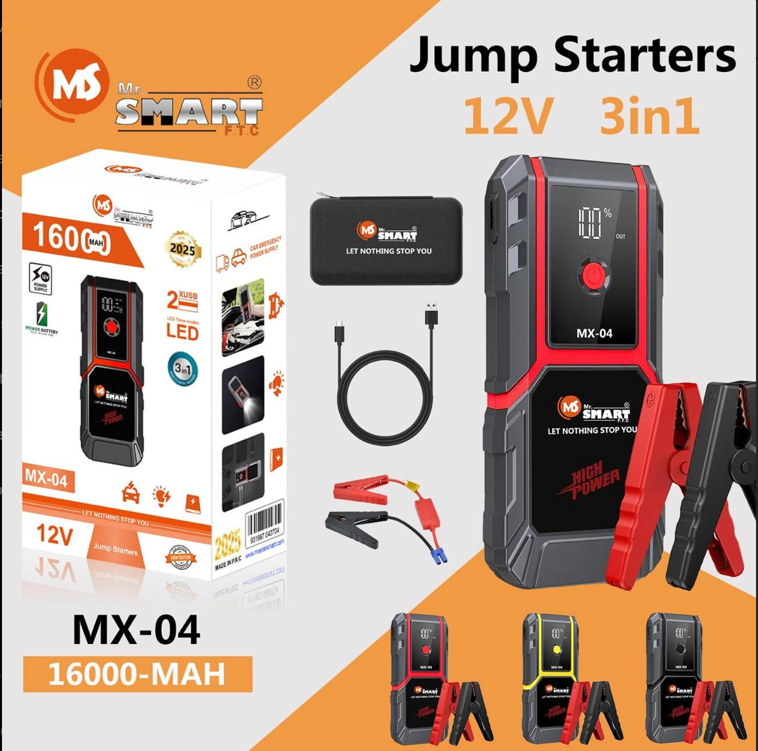 Smart Max Series 16000mAh Portable Car Jump Starter Battery