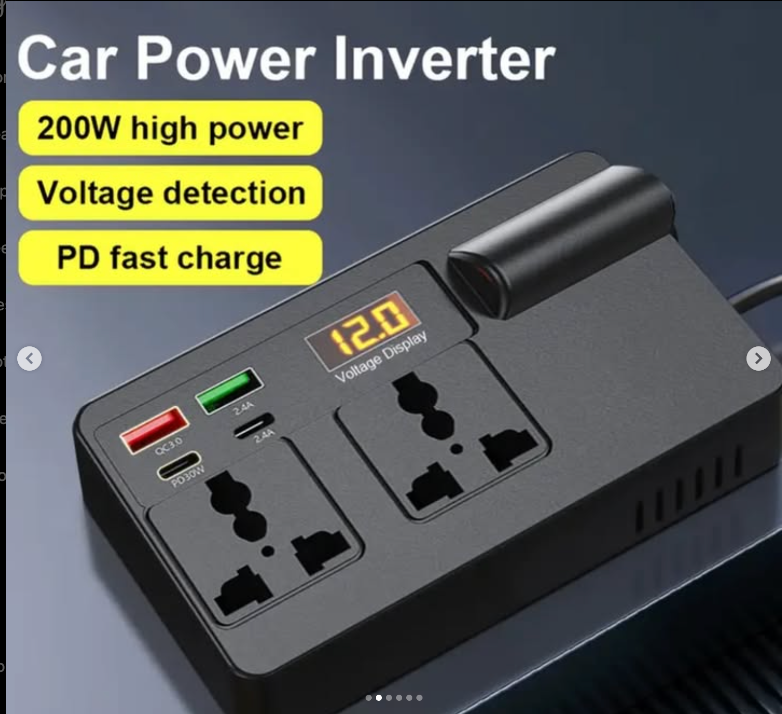 200W High Power Car Power Inverter Fast Charging