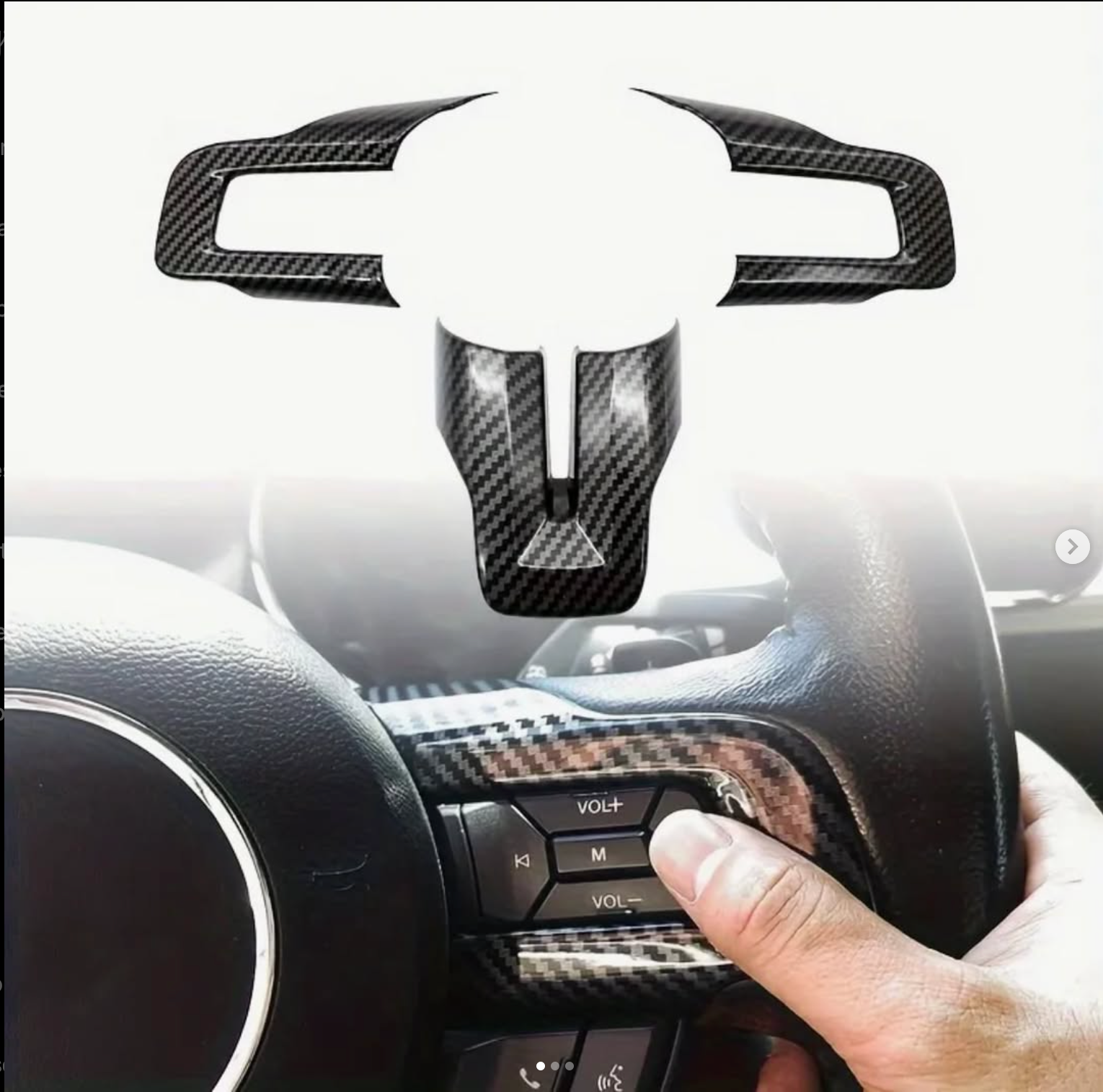 Carbon Fiber Steering Wheel Cover for Ford Mustang 2015-2023