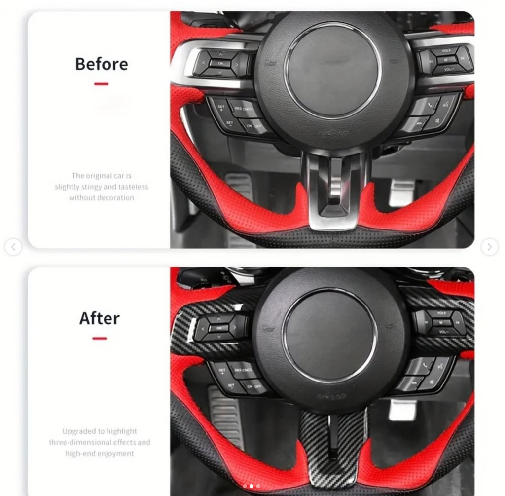 Carbon Fiber Steering Wheel Cover for Ford Mustang 2015-2023