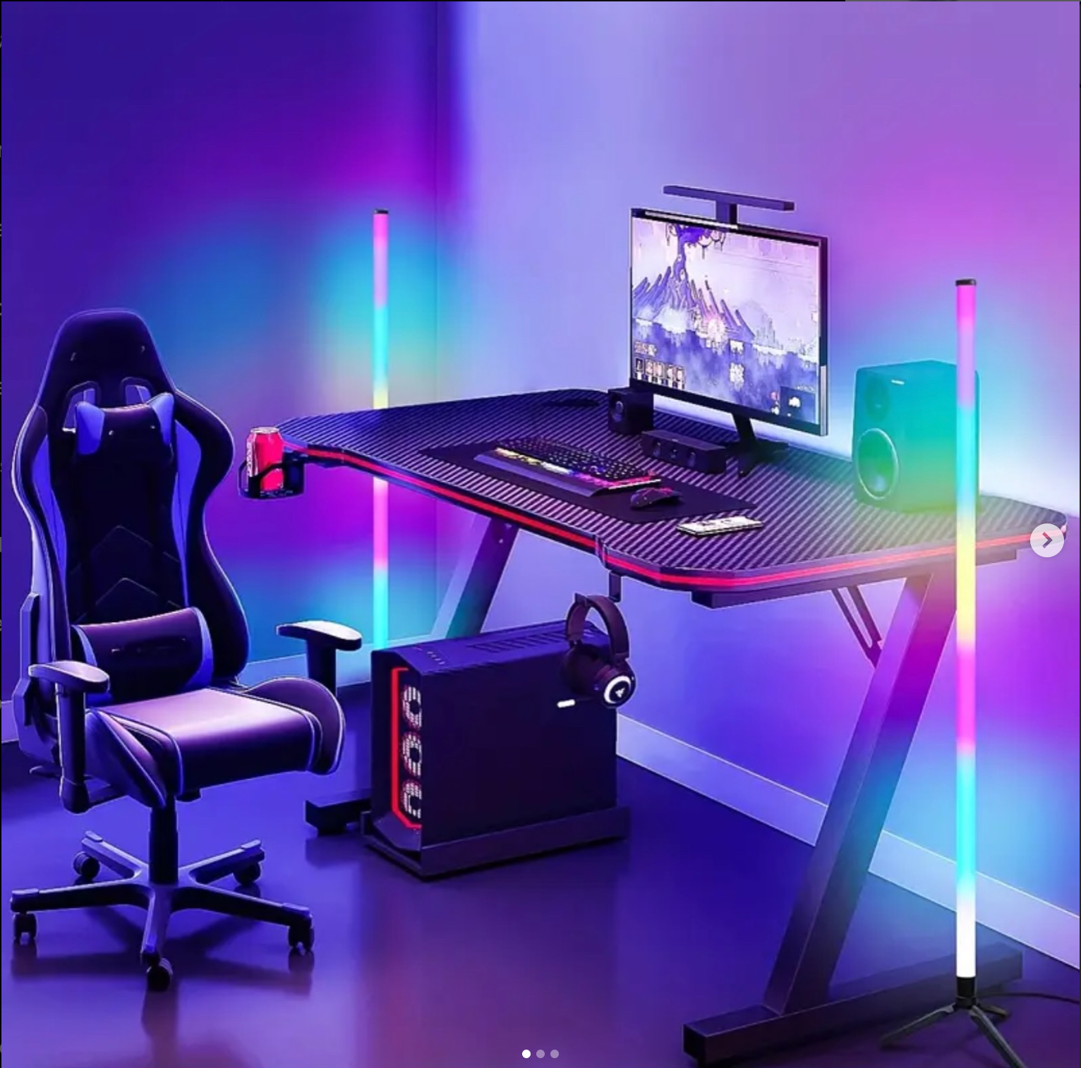 RGB Color Changing Lighting Corner Stand with Music Sync and Remote Control