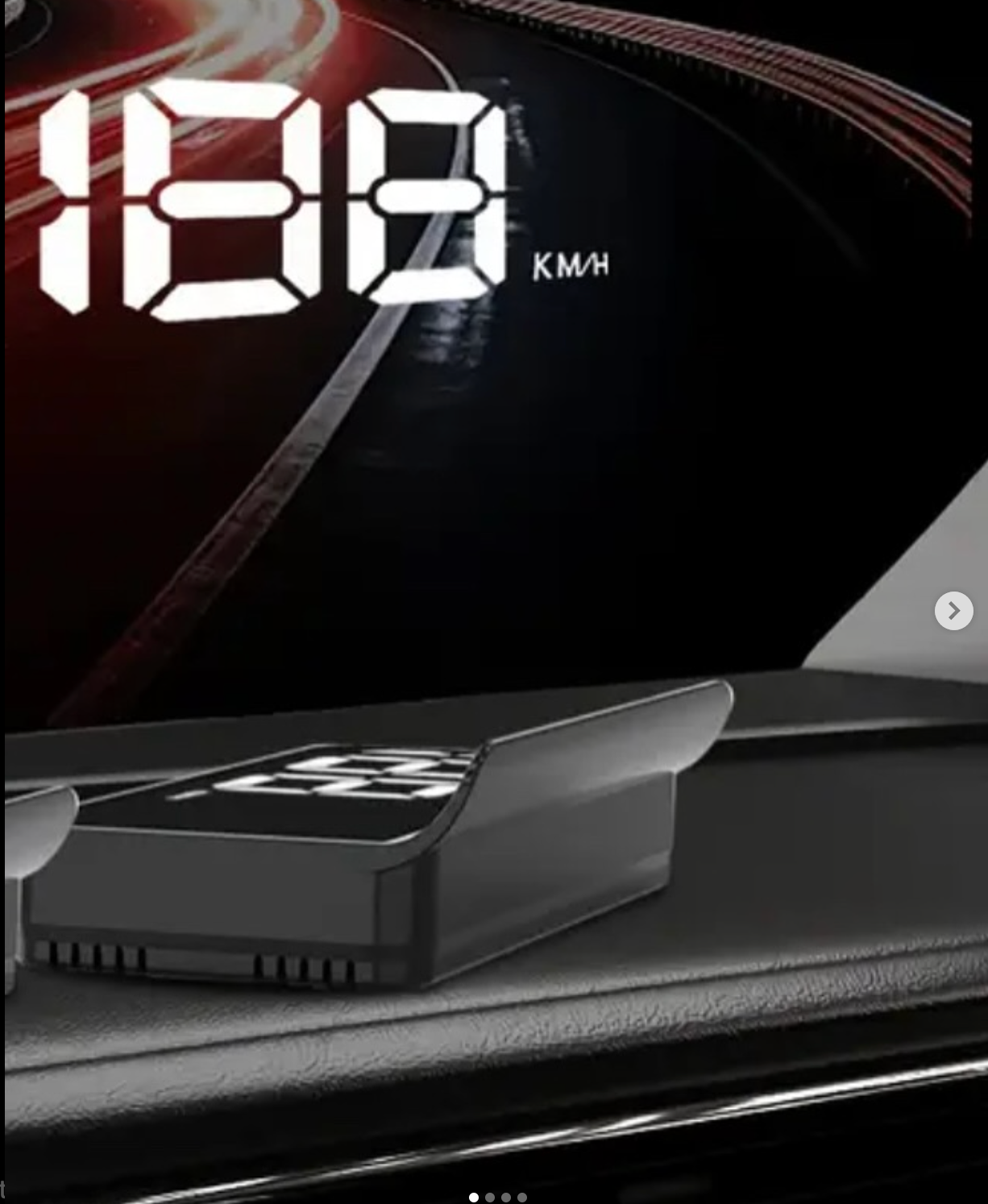 Speedometer that reflects on the glass, white, and is powered by USB.