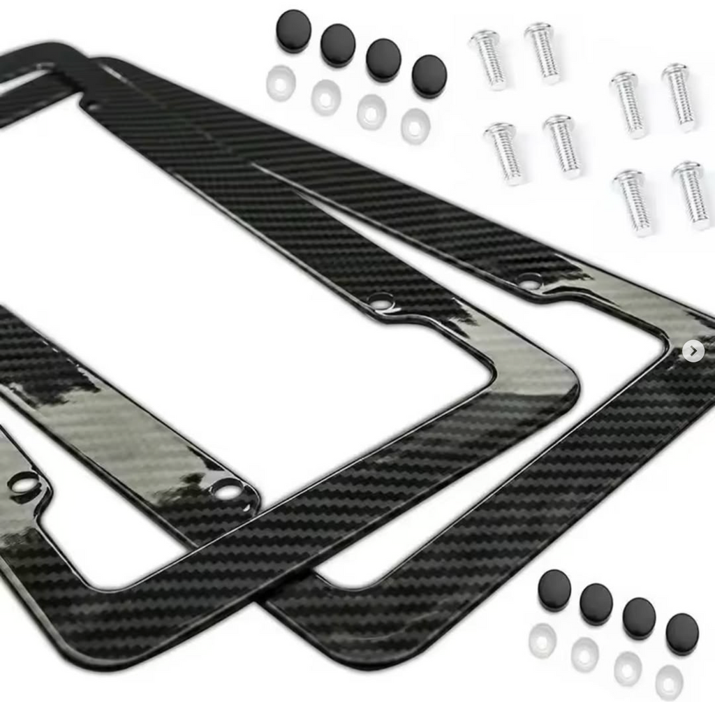 Carbon fiber front and rear license plate frames