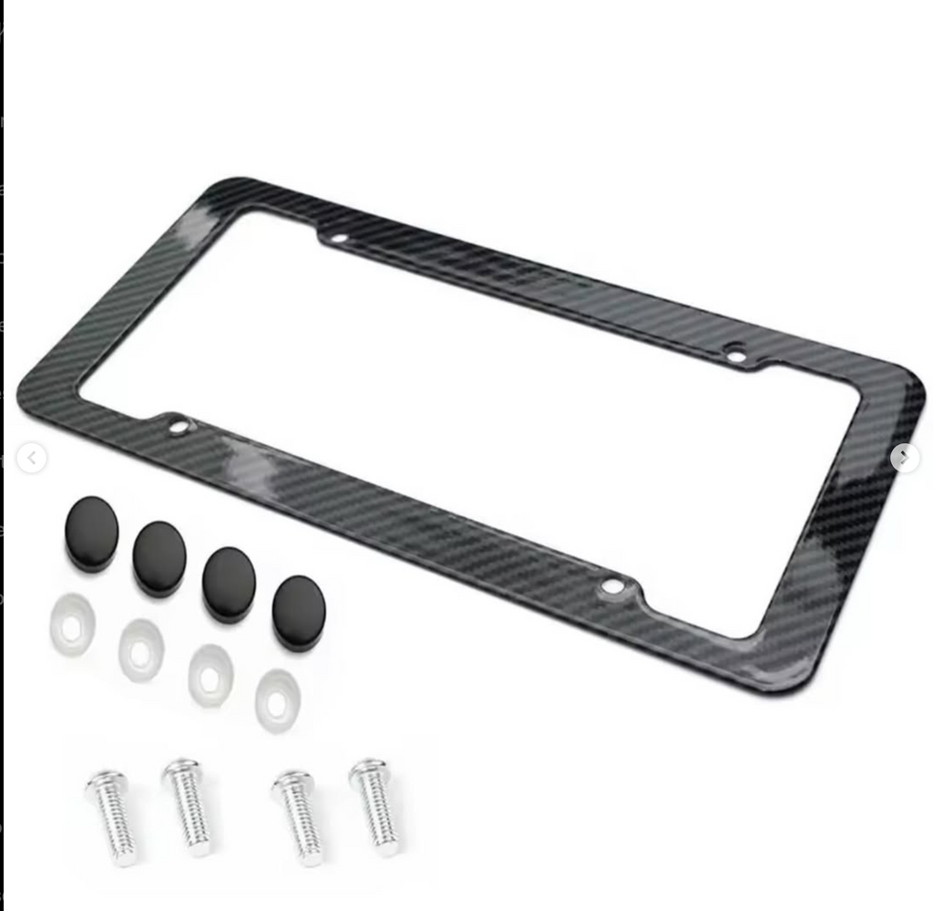 Carbon fiber front and rear license plate frames