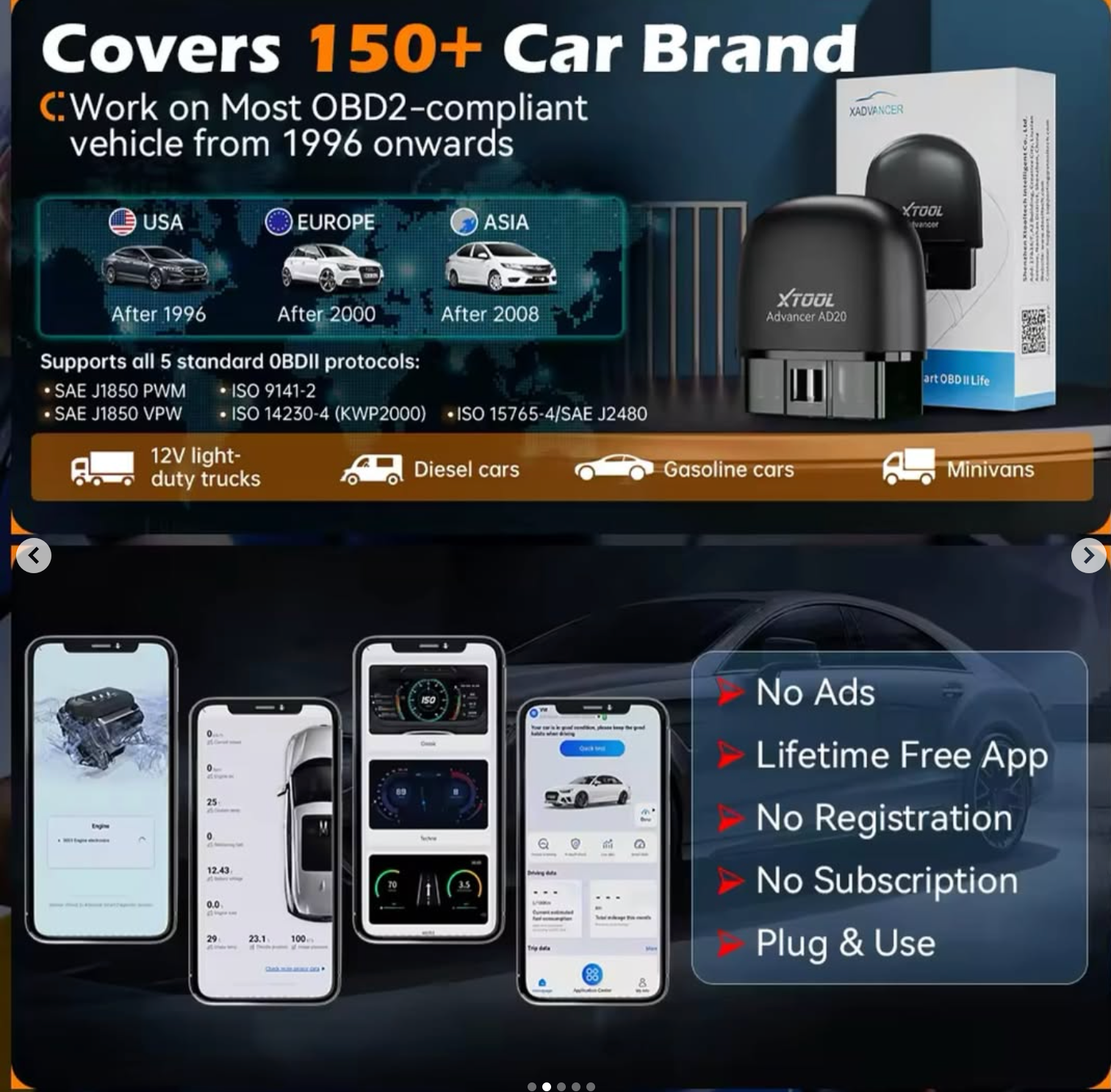 XTOOL AD20 OBD2 Car Diagnostic Tool Features Free App