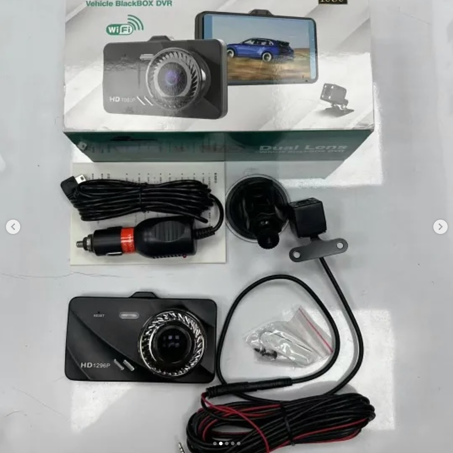 Dash cam with a 4-inch screen that mounts on the front glass, HD recording, front and rear cameras