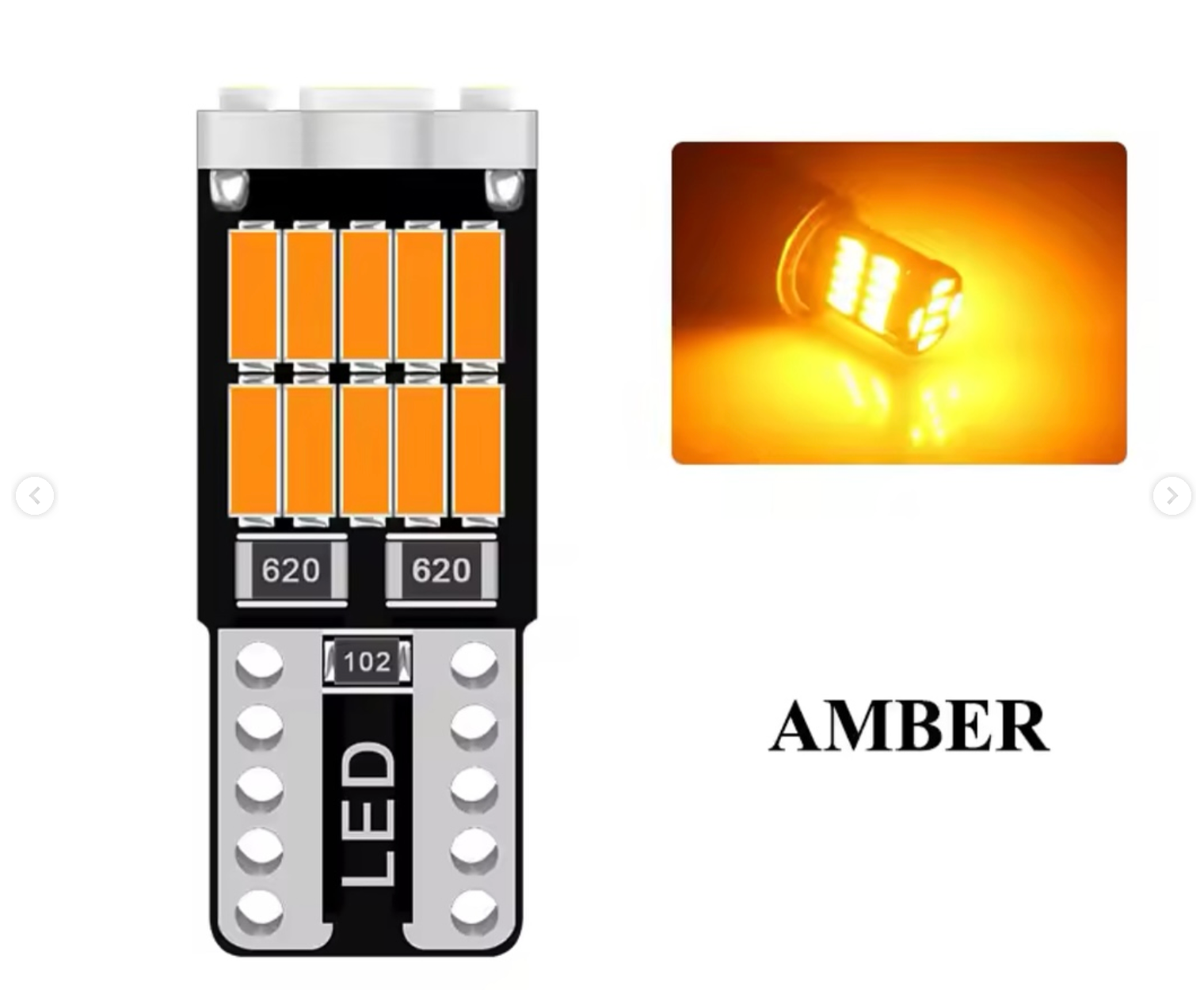 Interior LED lights for cars with housings and license plates, white and yellow