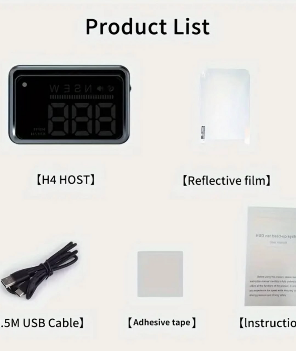 KWHUD Multifunctional Car Head-Up Display with Speedometer for All Models USB Powered