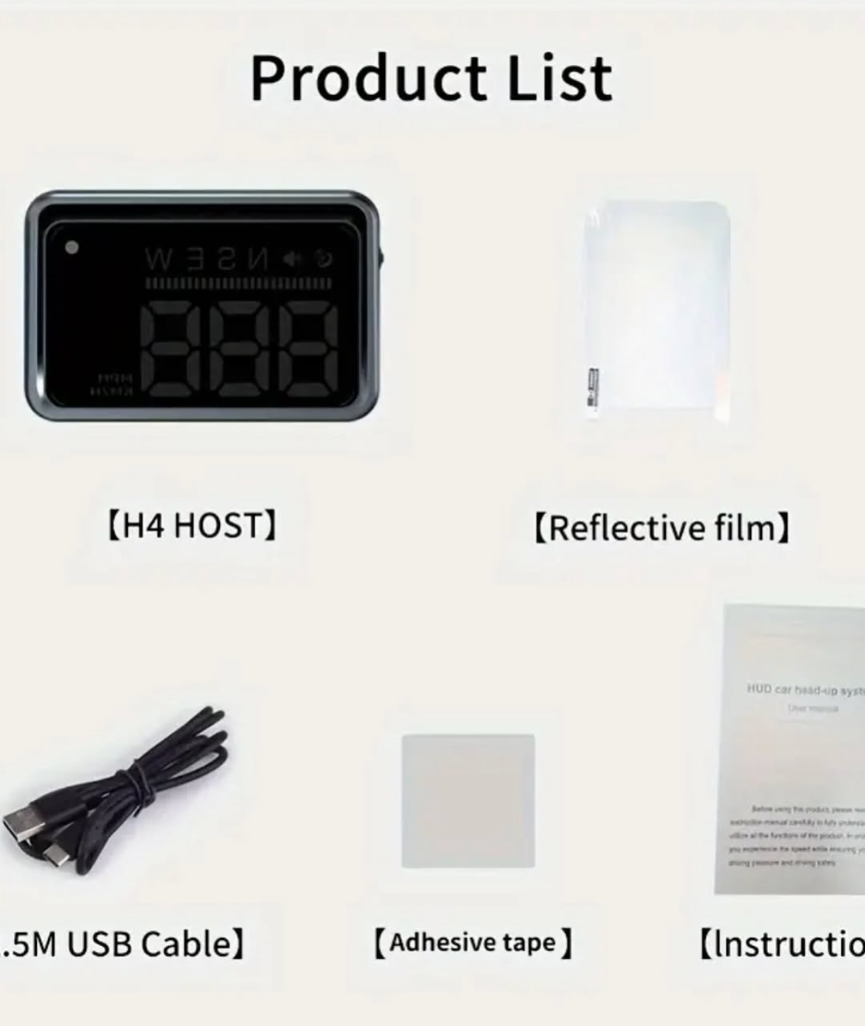 KWHUD Multifunctional Car Head-Up Display with Speedometer for All Models USB Powered