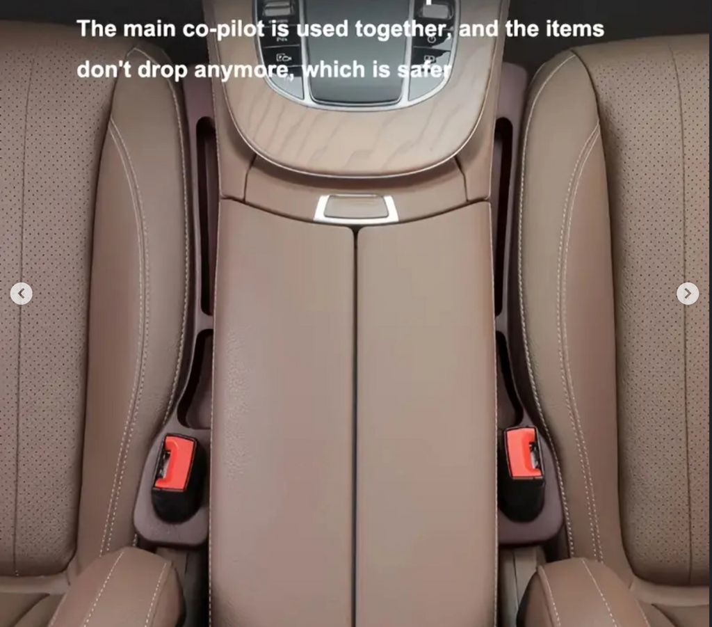 Storage box to fill the gap between car seats, set of 2 pieces. Available colors: black, red, beige, brown.