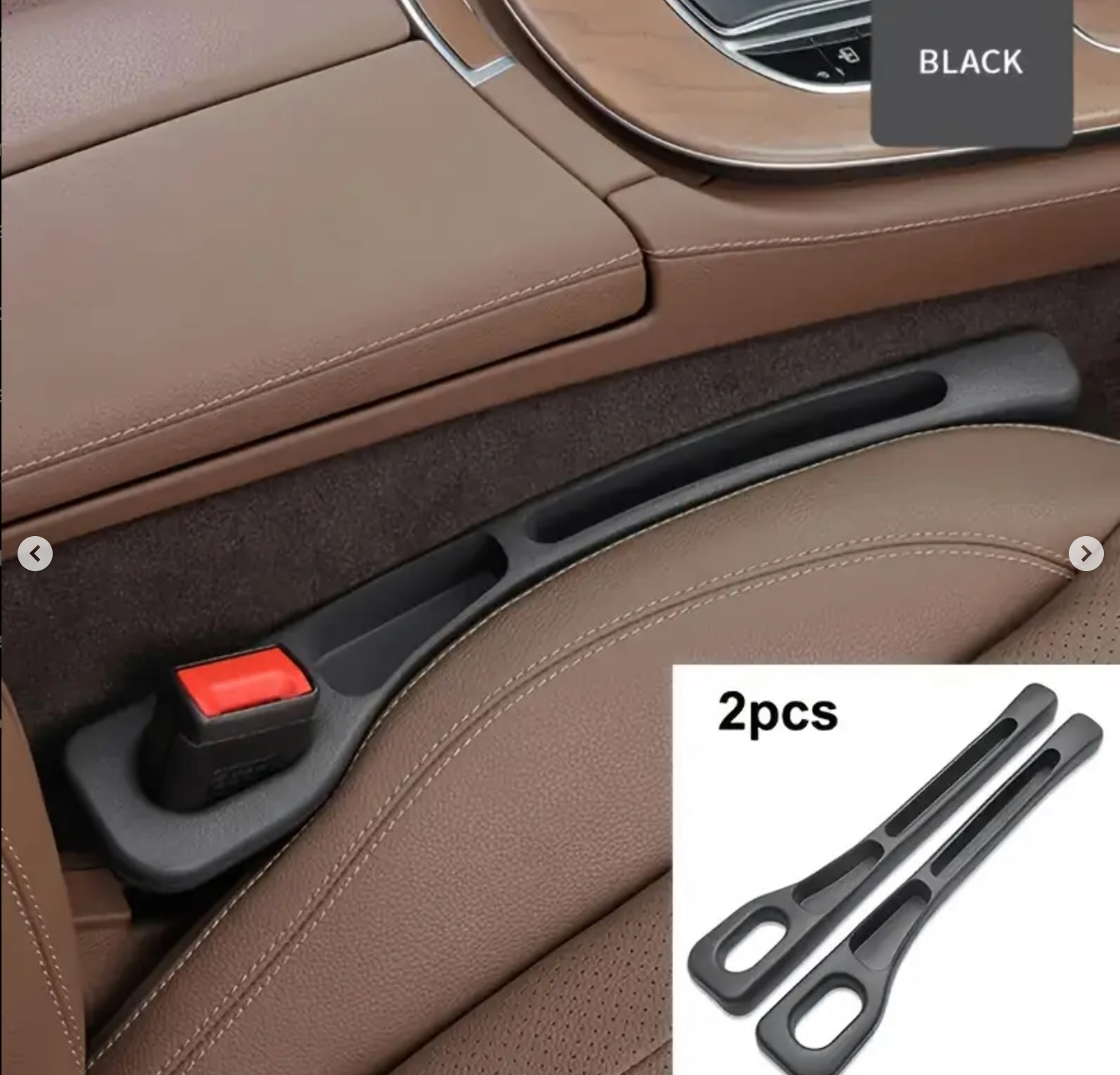 Storage box to fill the gap between car seats, set of 2 pieces. Available colors: black, red, beige, brown.