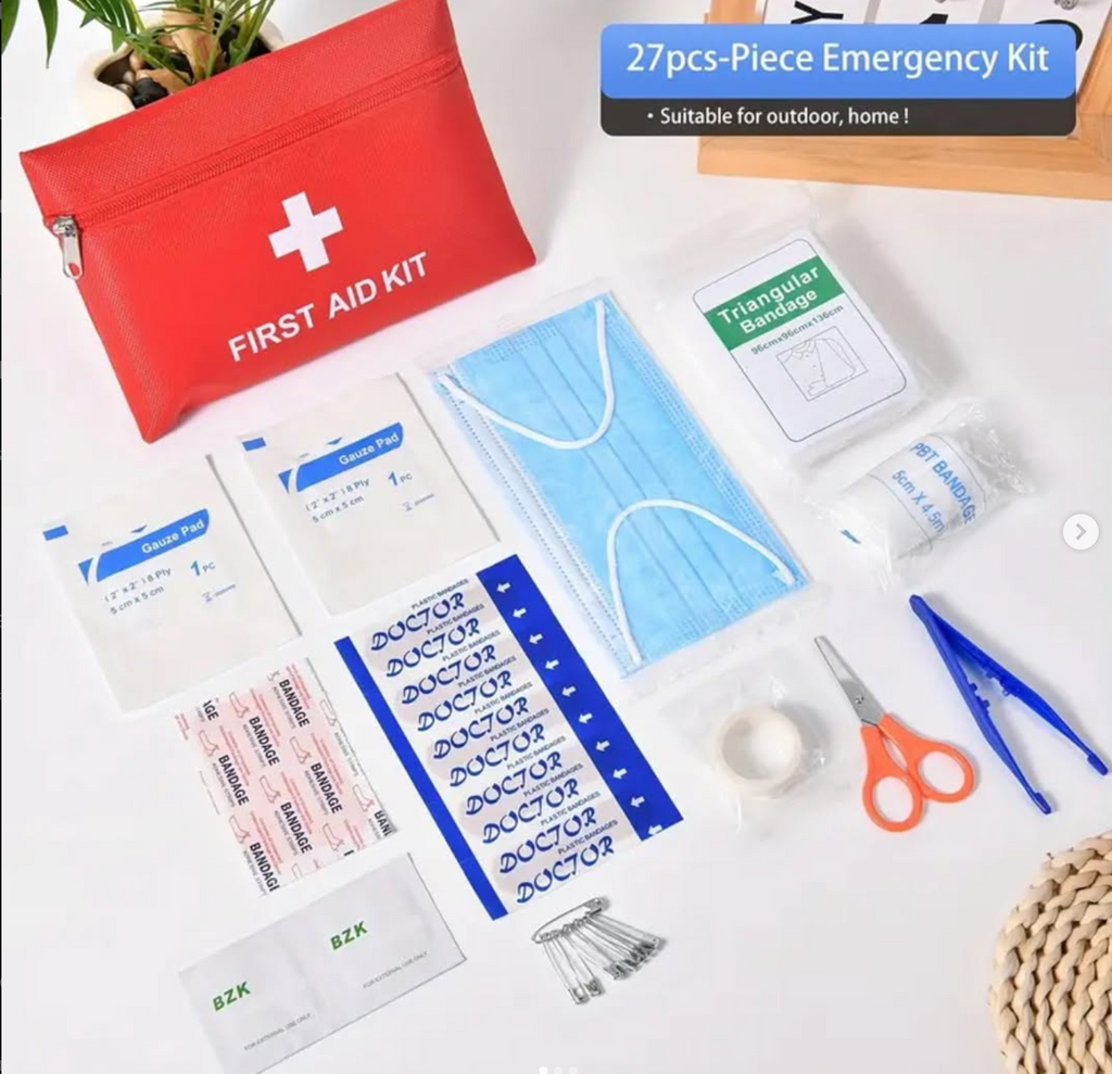 27-Piece Comprehensive First Aid Kit Suitable for Home, Car, Camping, Hiking - Essential Emergency Prep Equipment