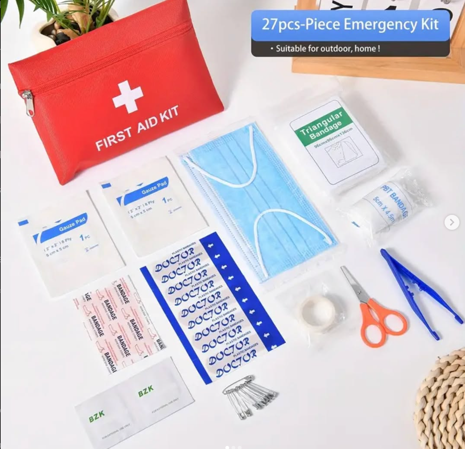 27-Piece Comprehensive First Aid Kit Suitable for Home, Car, Camping, Hiking - Essential Emergency Prep Equipment