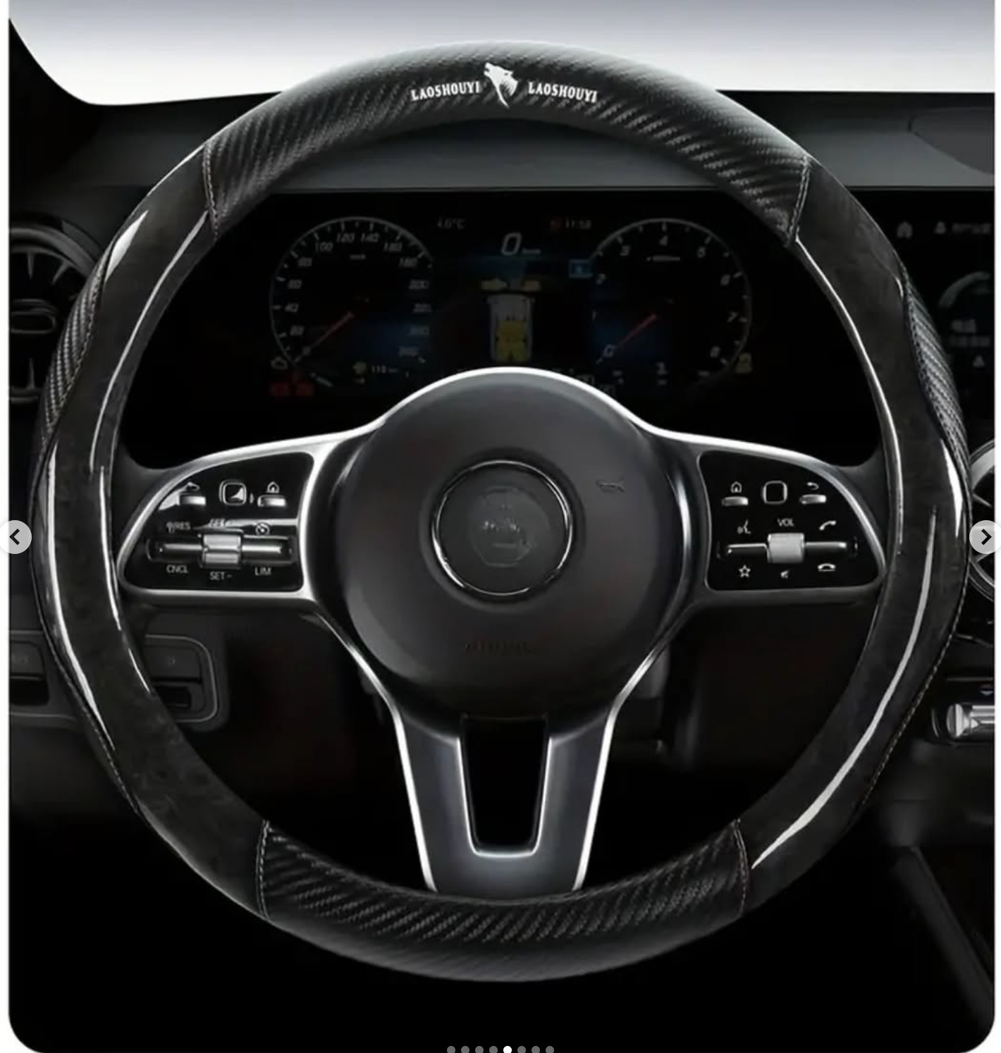 Wood grain, carbon fiber, faux leather, microfiber steering wheel cover, comfortable and non-slip. Colors available: black, brown, red, gray.