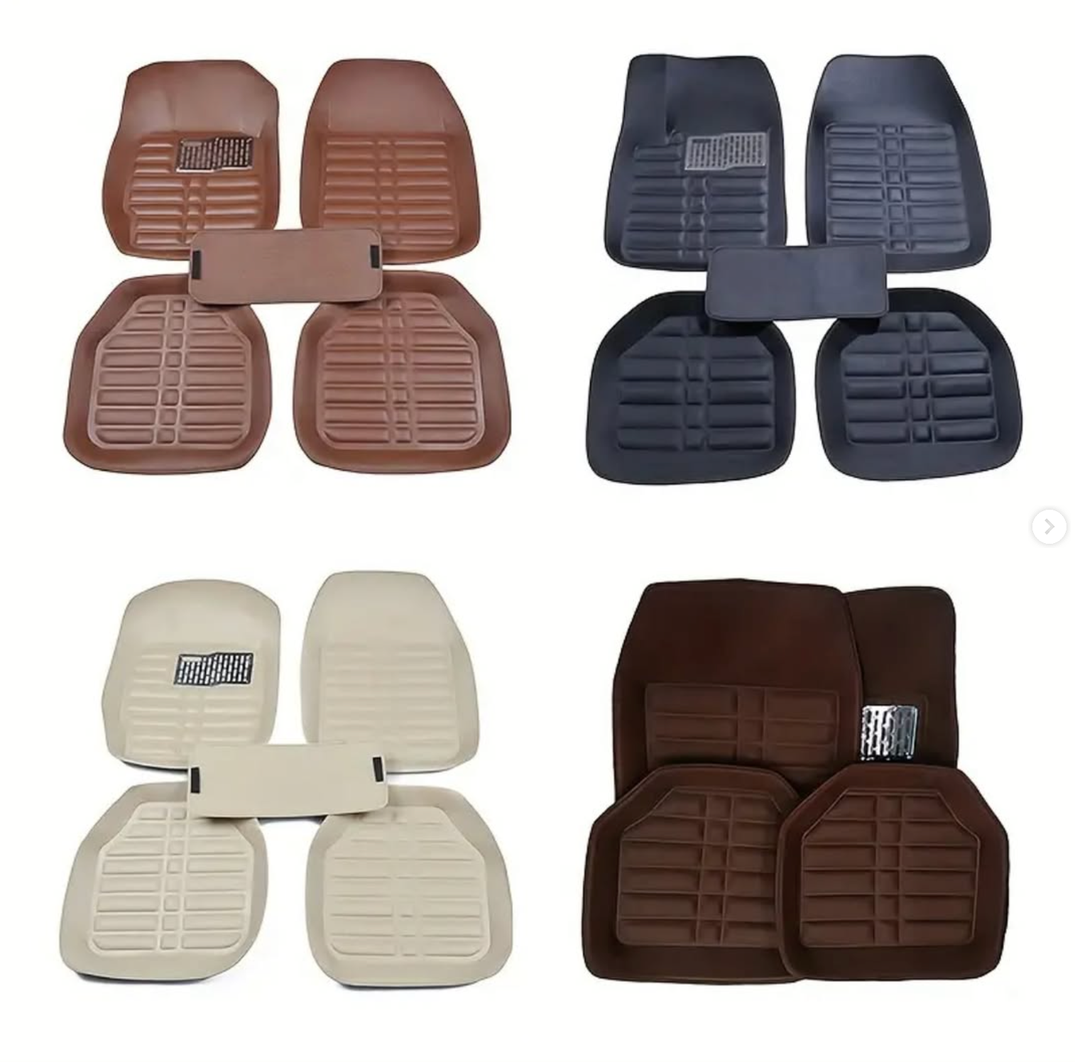 5-Piece Artificial Leather Car Floor Mat Set - Waterproof, Full Coverage for Front and Rear Seats. Available Colors: Black, Beige, Brown.