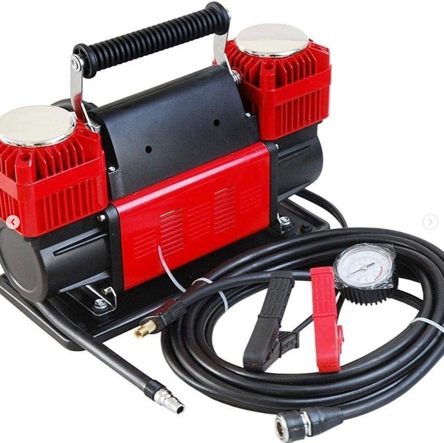 300 liter 2-cylinder car tire air compressor, suitable for all types of tires, features a long battery cable