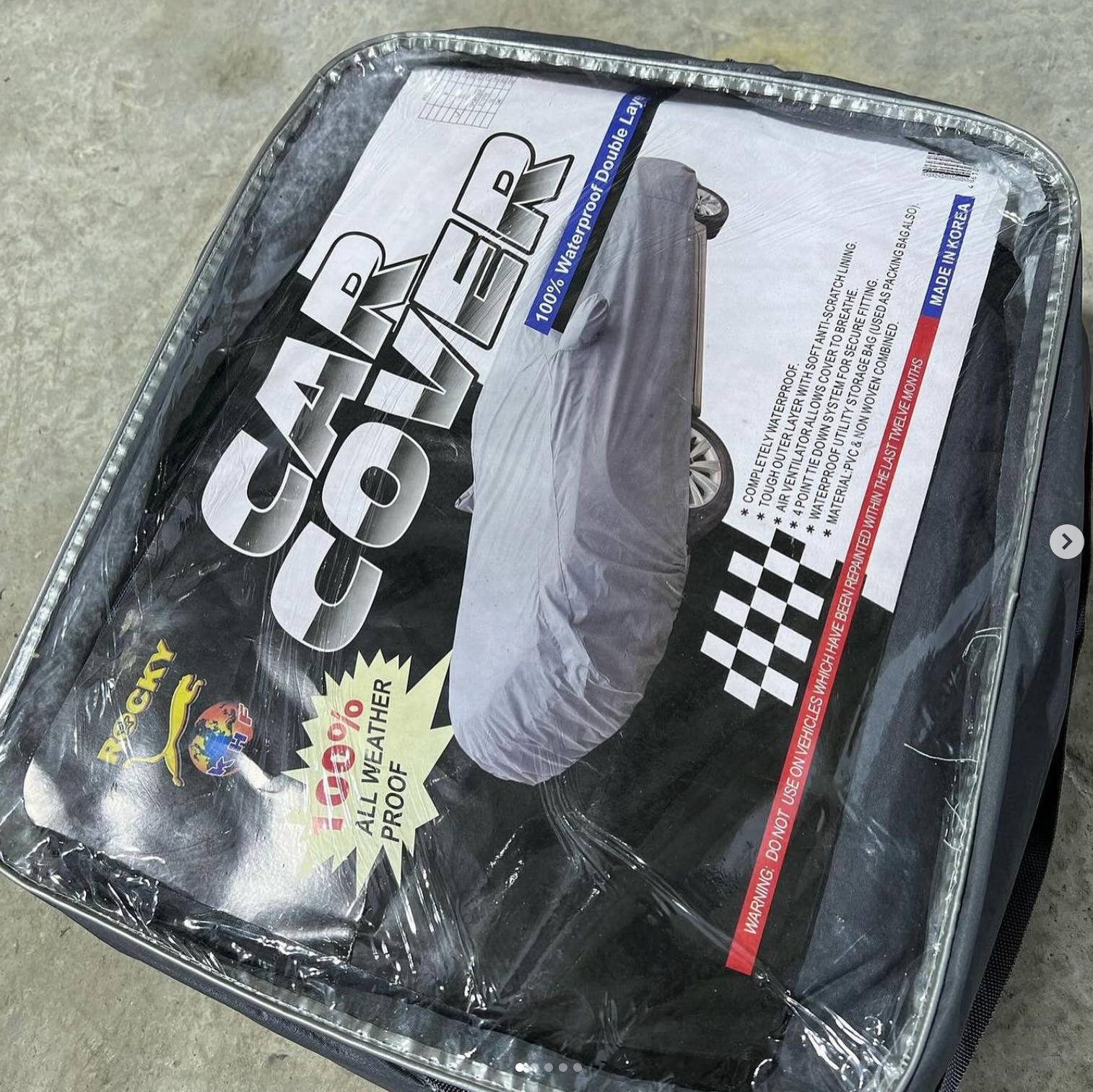 Double Layer Quilted Car Cover Waterproof Sun Dust Resistant Grey Salon Size Pocket Size 11