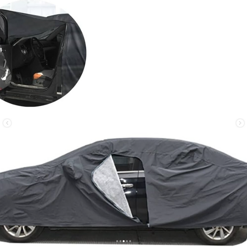 Double Layer Quilted Car Cover Waterproof Sun Dust Resistant Grey Salon Size Pocket Size 11