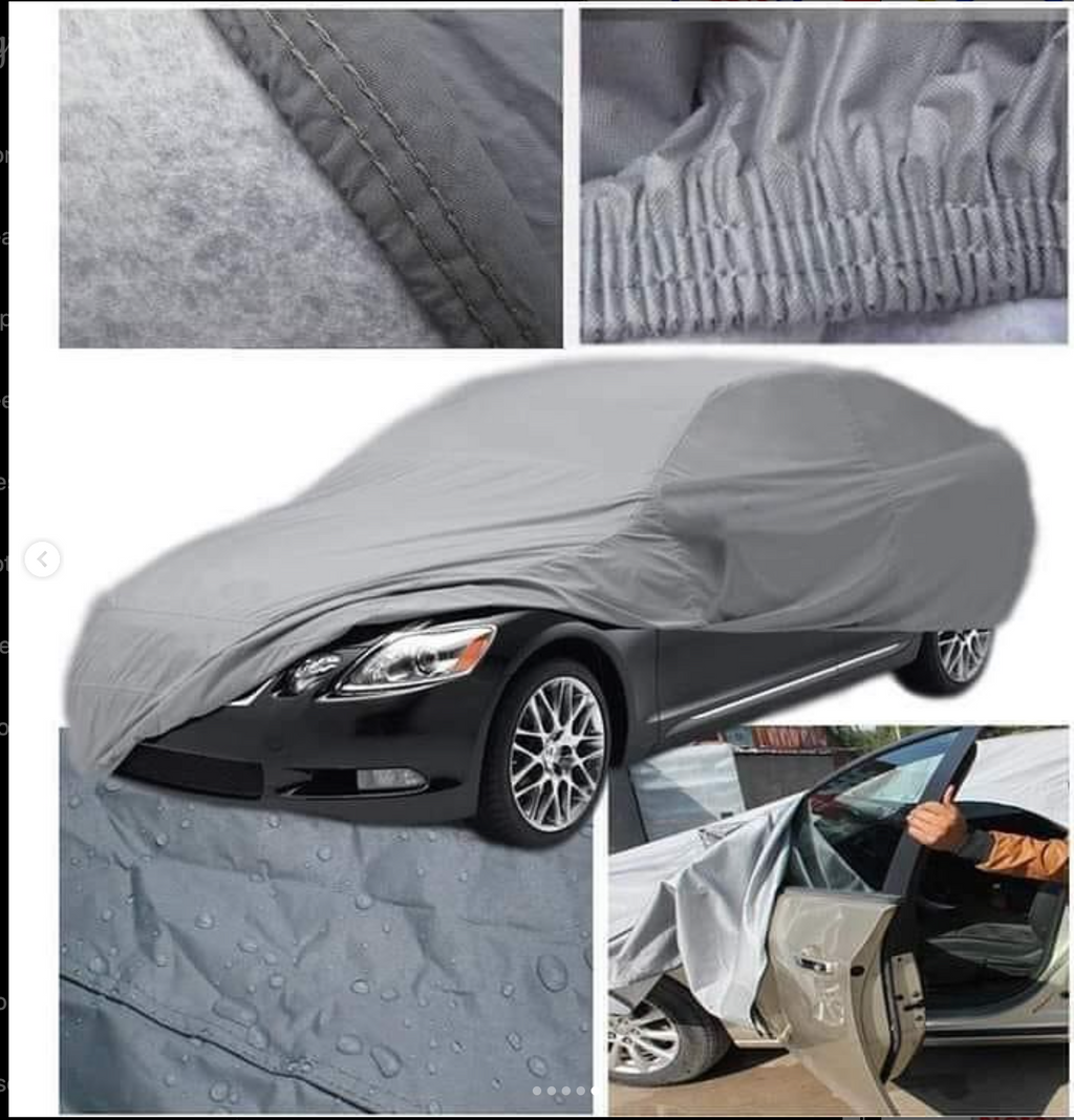 Double Layer Quilted Car Cover Waterproof Sun Dust Resistant Grey Salon Size Pocket Size 11