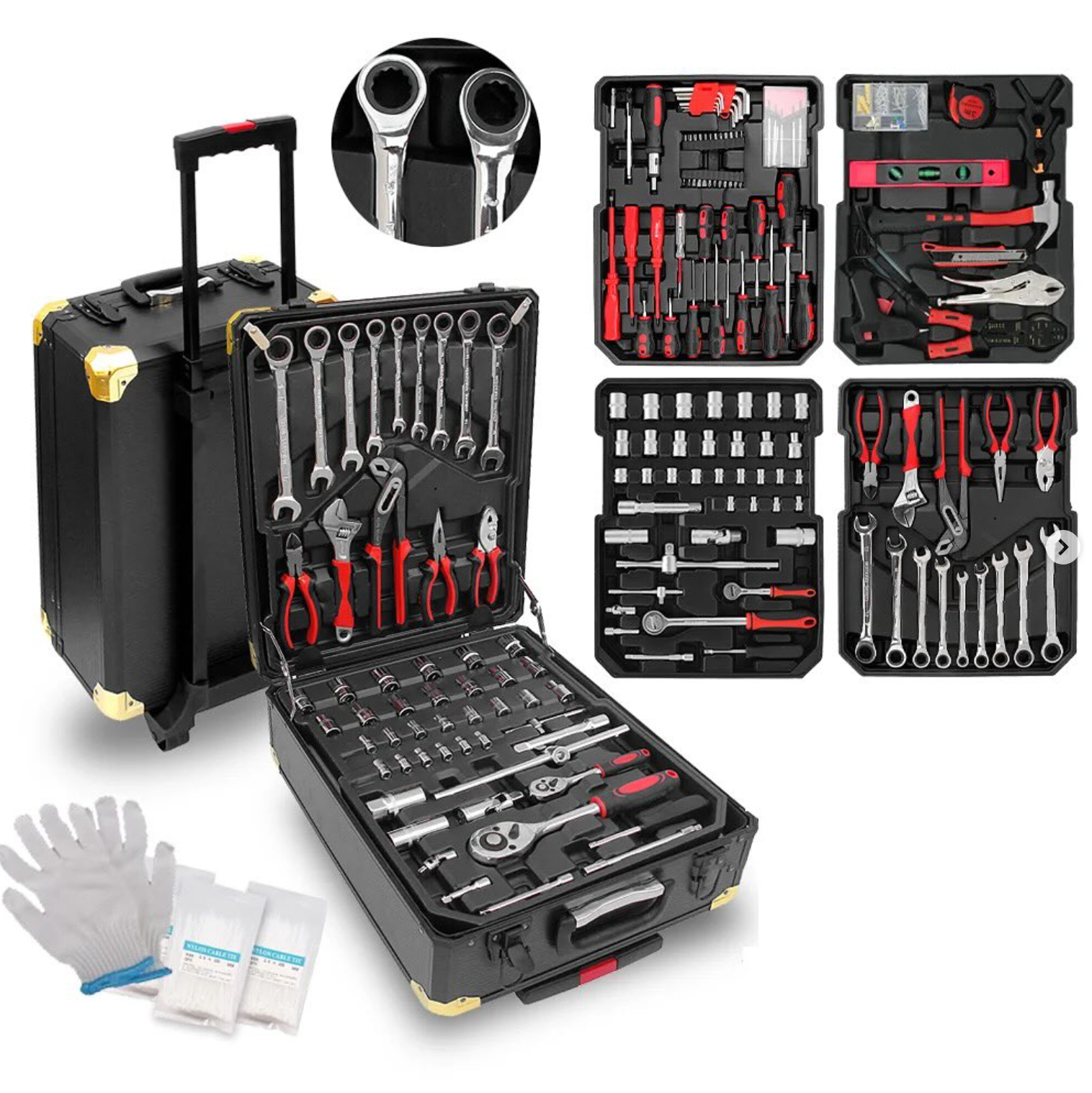 Multi-layer aluminum bag, each layer contains a different number of tools, 499 tools, to make your work easier.