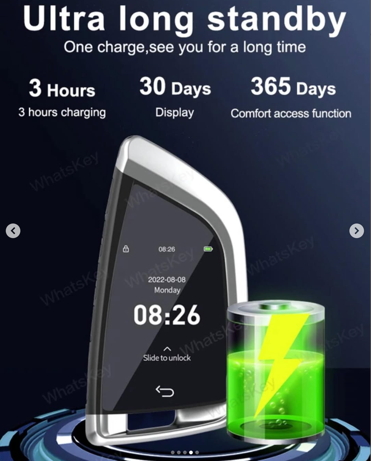 With a high quality LCD screen, it allows you to set a phone number on the screen in case it is lost, so that the person who has your keys can contact you.