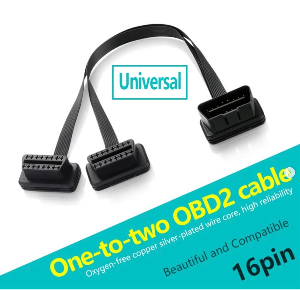 High-quality dual 16-pin diagnostic extension cable fits most cars with an OBD2 adapter. Safe and strong.