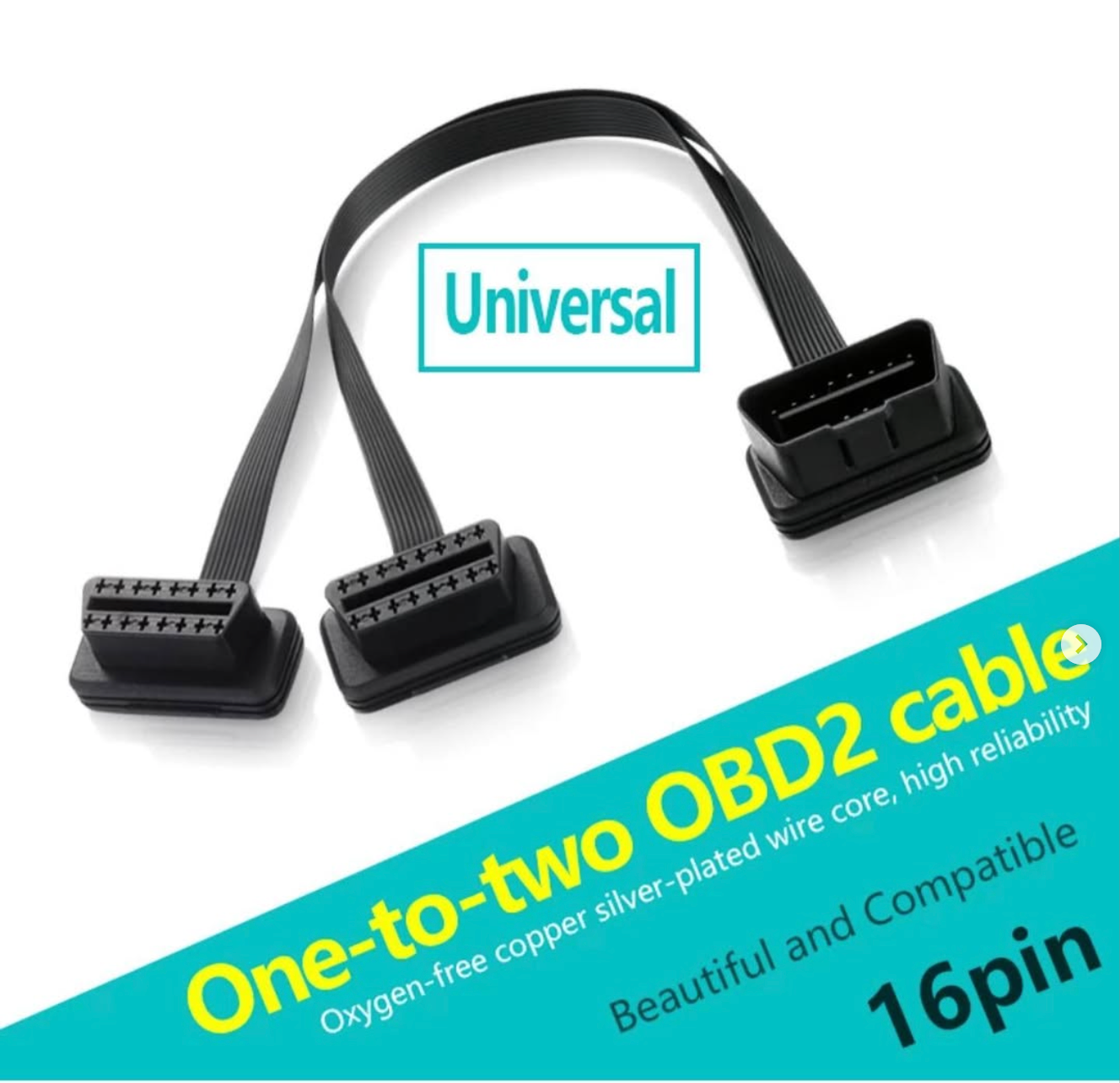 High-quality dual 16-pin diagnostic extension cable fits most cars with an OBD2 adapter. Safe and strong.