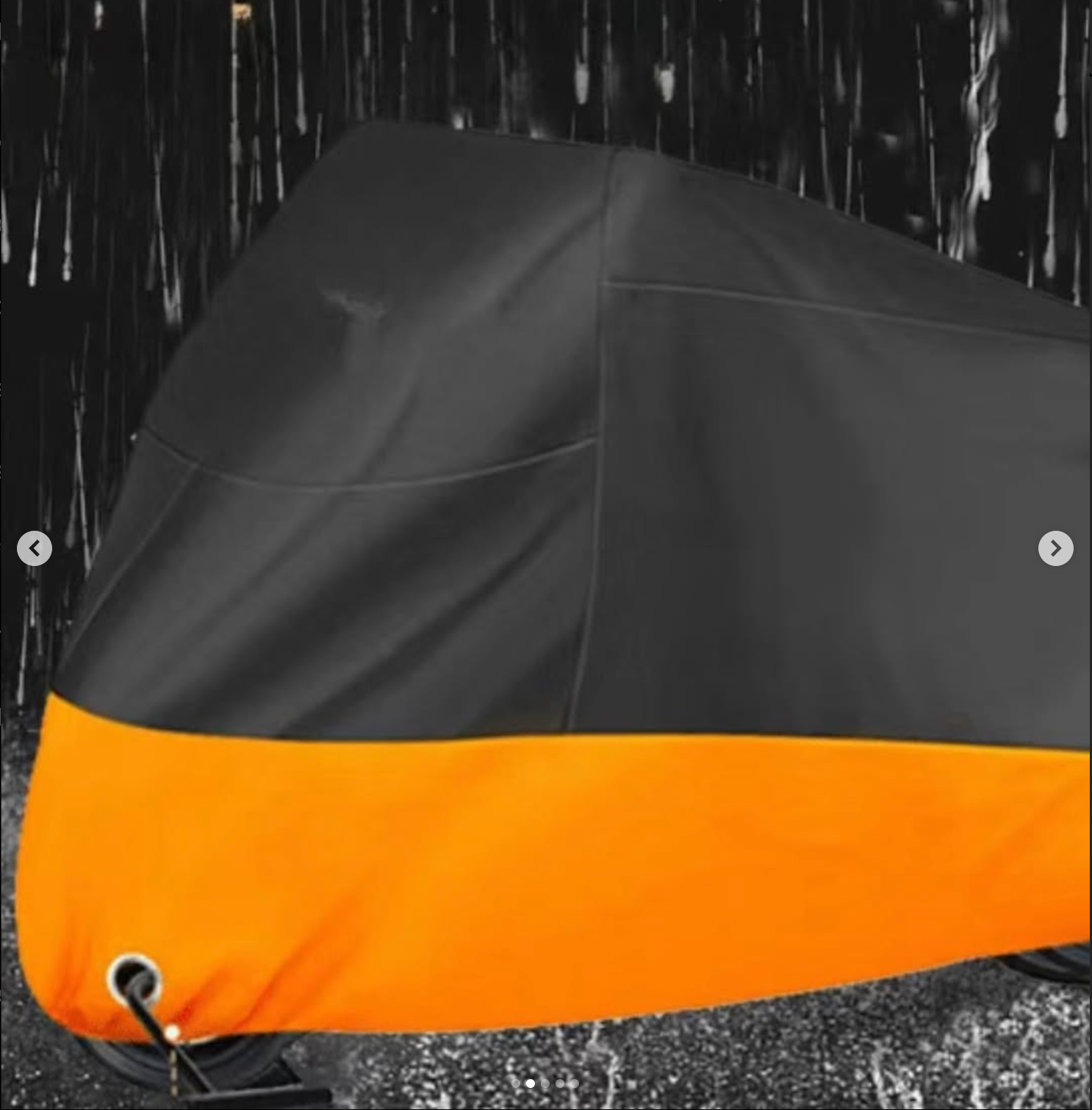 Waterproof foldable motorcycle tarpaulin. Available colors: black and orange.