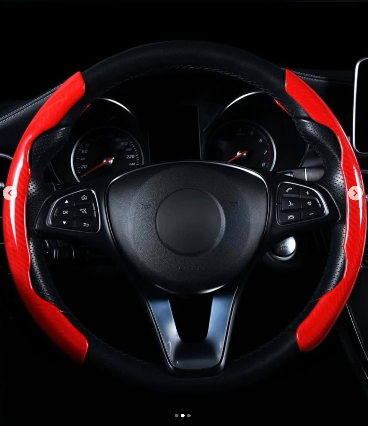 Car steering wheel cover available colors: black, red, wood