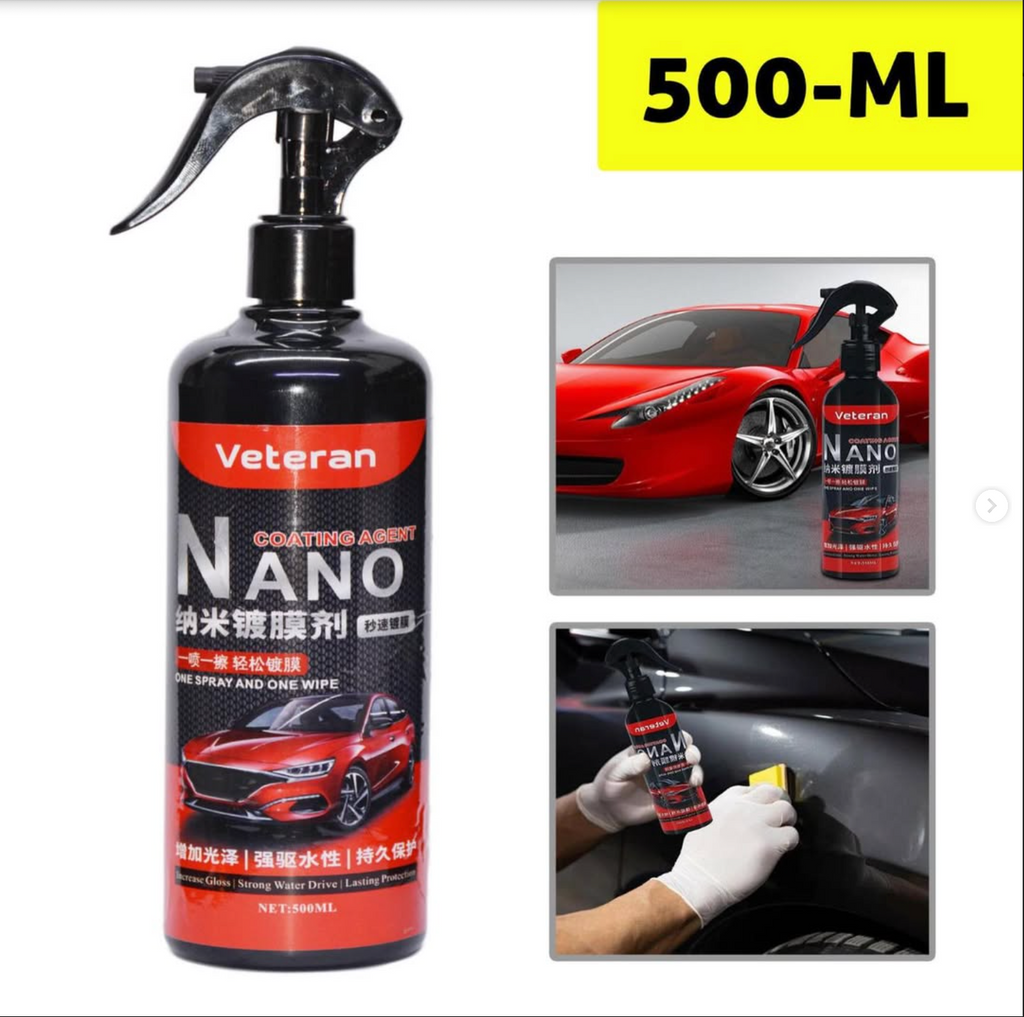 Nano Ceramic Car Spray Polish Removes dirt, bird droppings, dust, grease and stubborn stains instantly, making washing your car easier. 500ml bottle size.