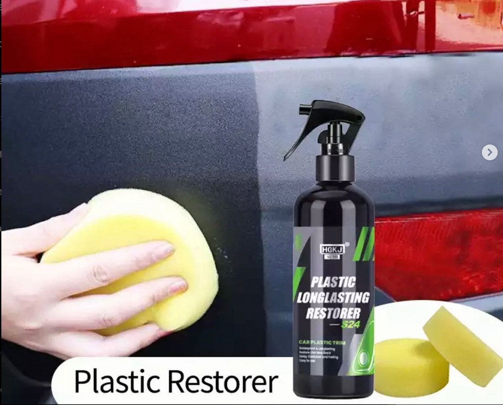Renewing plastic parts for the car. 300 ml bottle size. Comes with a towel and two sponge pieces.