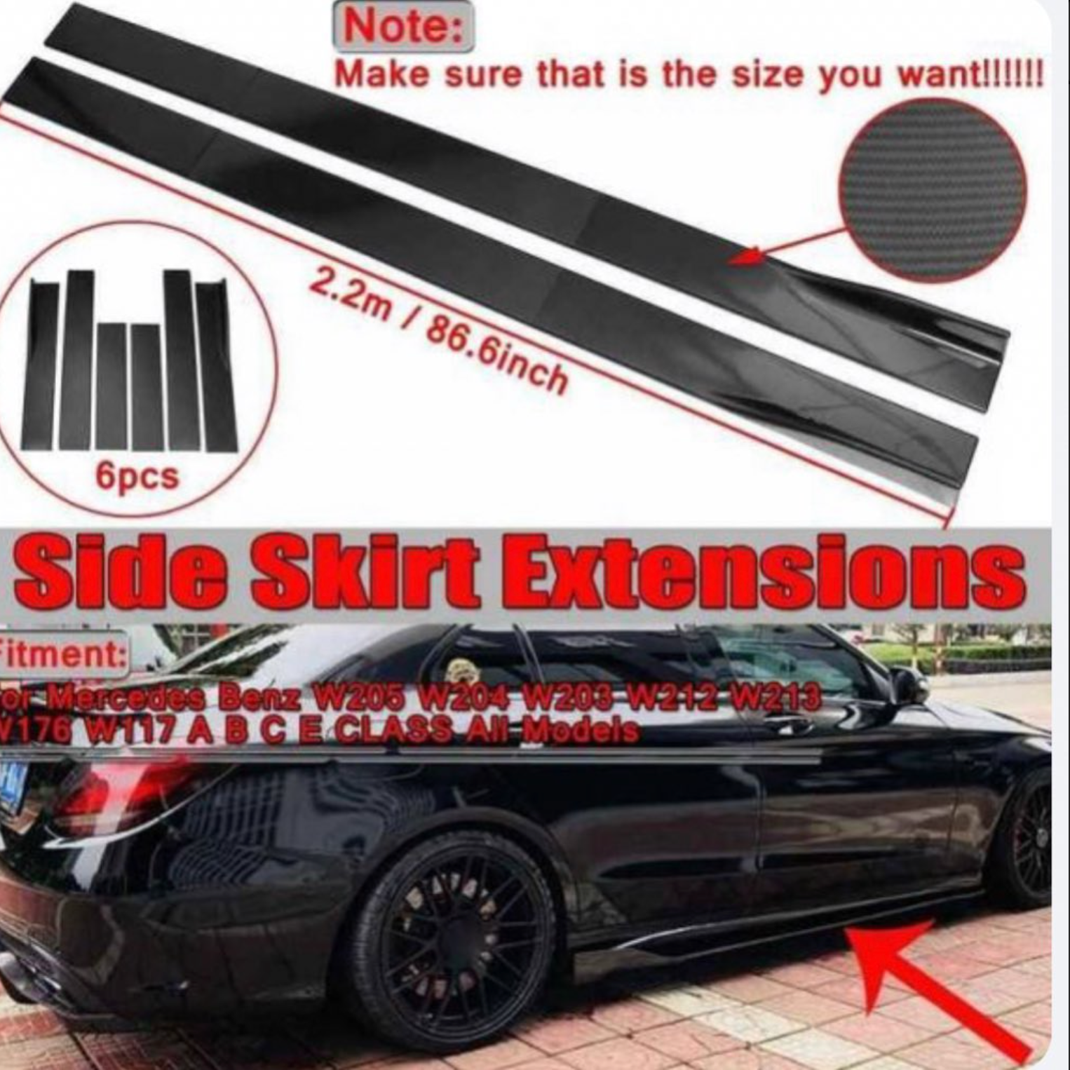 Extensions installed on most cars, consisting of six pieces