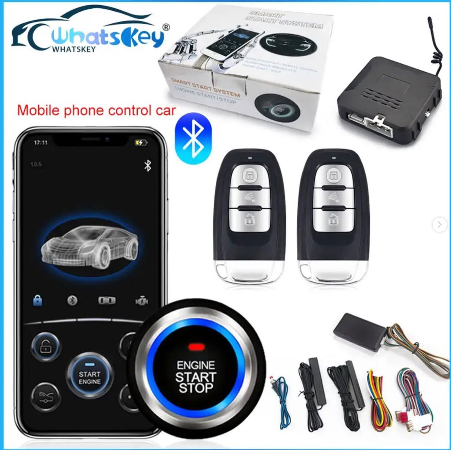 The device converts the car from the key system to the fingerprint system. One of the advantages of the remote car starter is that you can open the car via your phone.