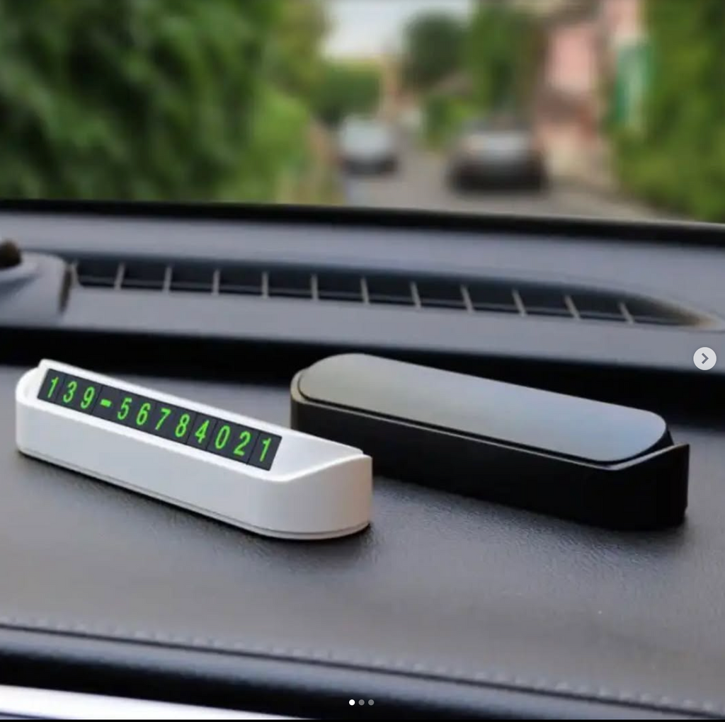 Parking card plate. Colors available: black, white. Price: 2500 dirhams.