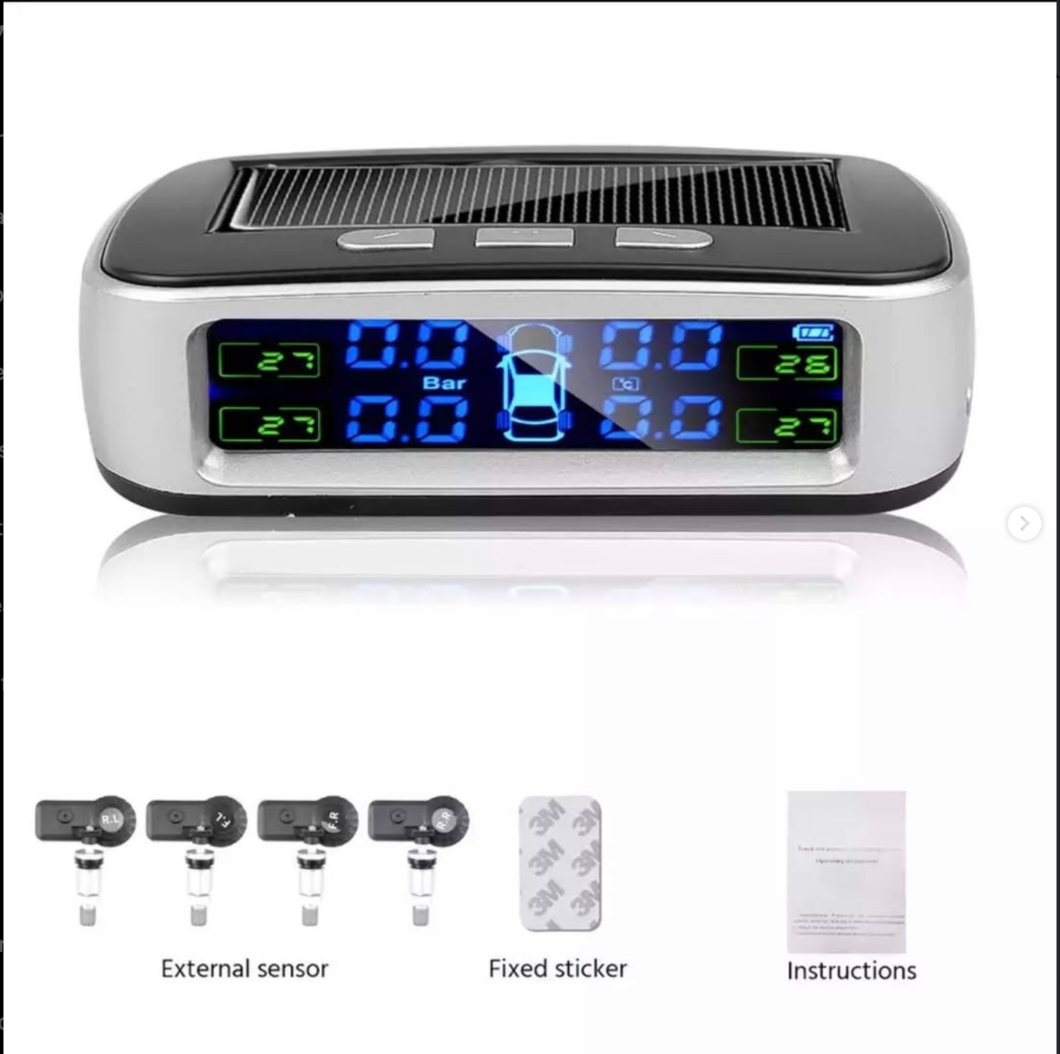 Solar Powered Car TPMS Tire Pressure Monitoring System Smart Digital TMPS USB Auto Security Alarm Tire Pressure Sensor
