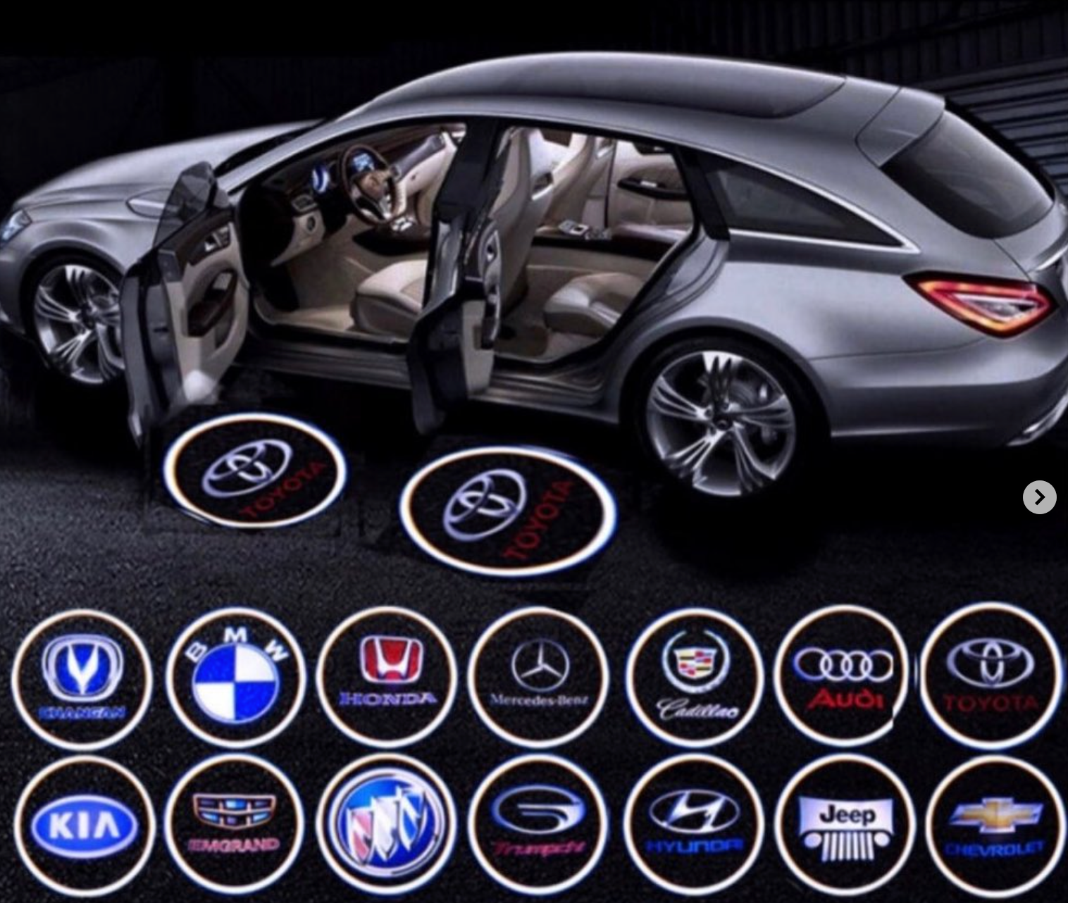 Projector that can be installed on all types of cars without drilling. It operates on a battery.