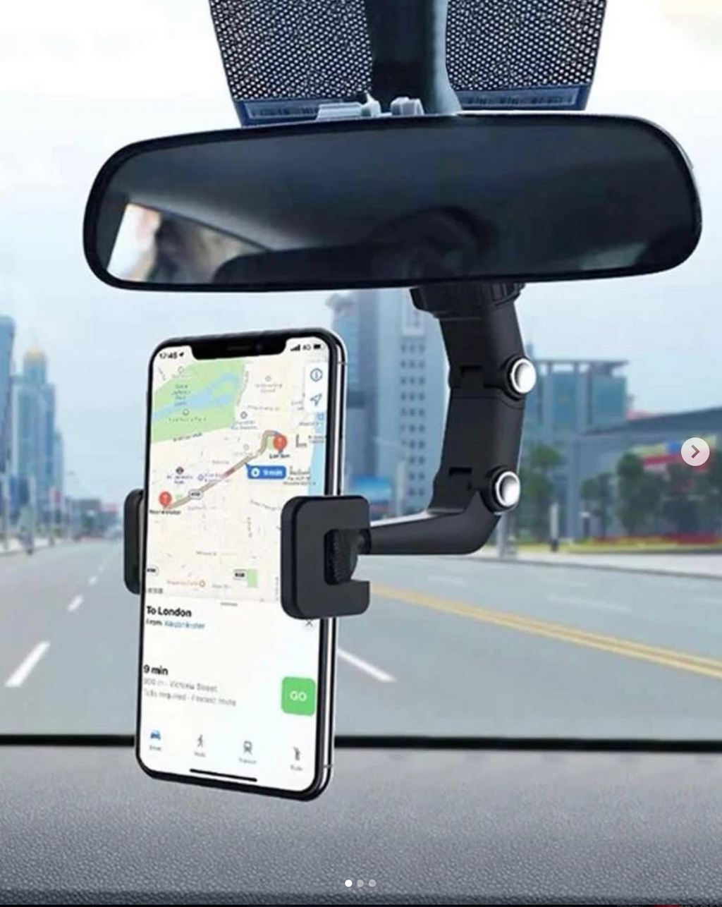 Rotating car mirror phone holder